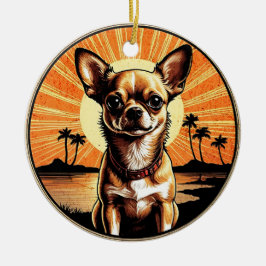 Adorno De Cerámica Perro retro de Chihuahua Sunset Lover