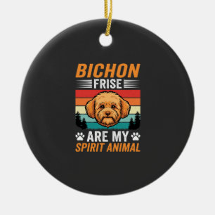Adorno De Cerámica Perro retro espíritu animal Bichon Frise