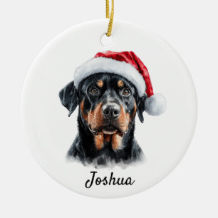 Adorno De Cerámica Perro Rottweiler Personalizado