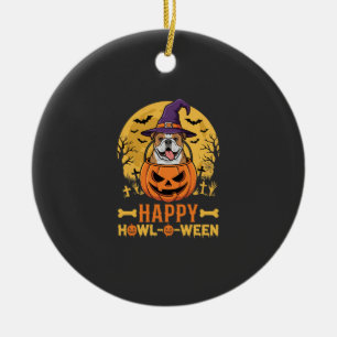 Adorno De Cerámica Perro salchicha divertido Halloween feliz Howl-O-W