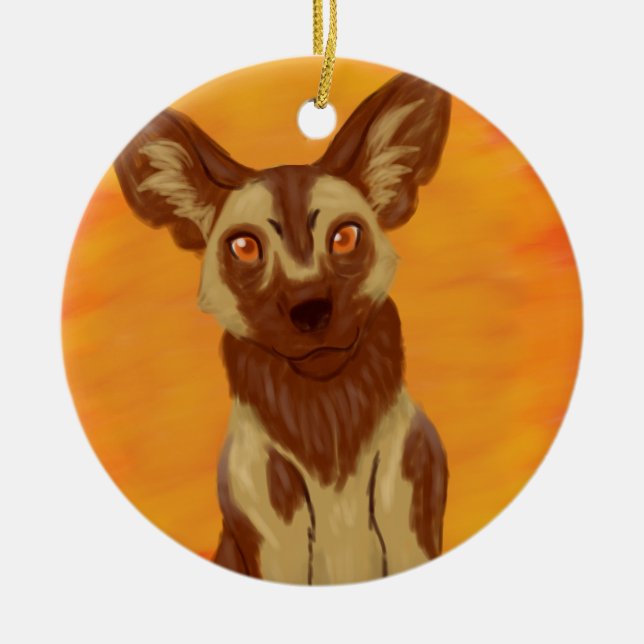 Adorno De Cerámica Perro salvaje africano (Frente)