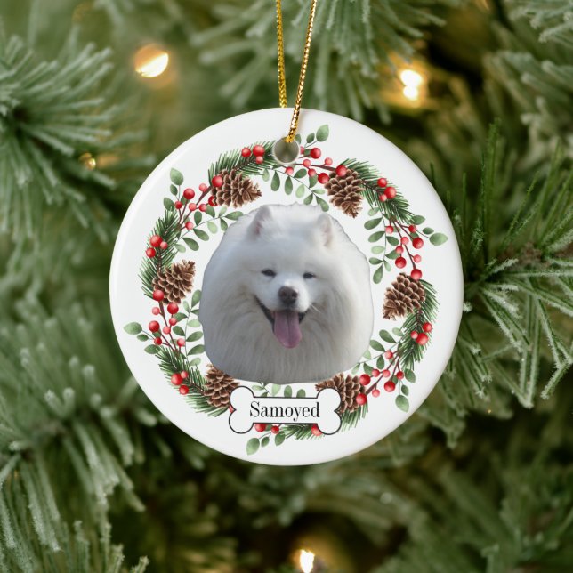 Adorno De Cerámica Perro samoyano (Árbol)