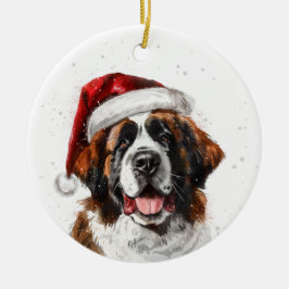 Adorno De Cerámica Perro San Bernardo Navidad Personalizado