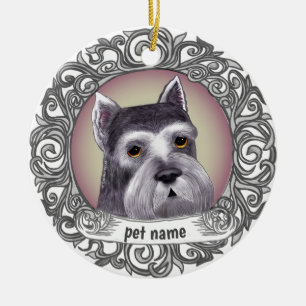 Adorno De Cerámica Perro Schnauzer