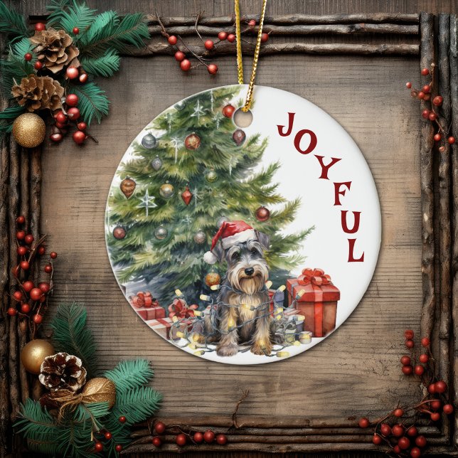 Adorno De Cerámica Perro Schnauzer en luces Navidades (Subido por el creador)