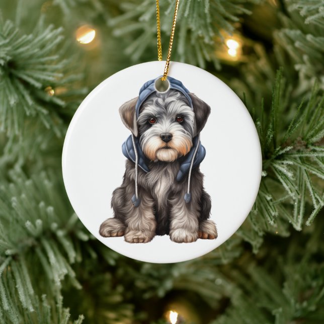 Adorno De Cerámica Perro Schnauzer estándar personalizado (Árbol)