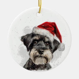 Adorno De Cerámica Perro Schnauzer Navidad Personalizado