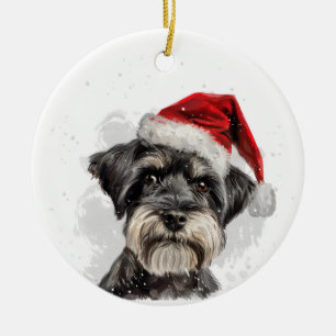Adorno De Cerámica Perro Schnauzer Navidad Personalizado
