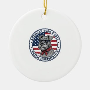 Adorno De Cerámica Perro Schnauzer Patriótico Vintage