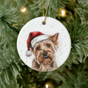 Adorno De Cerámica Perro Sedoso Australiano Navidad Personalizada