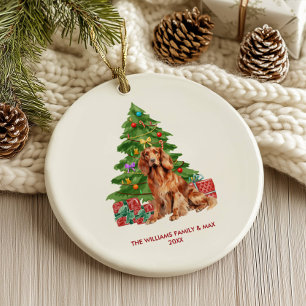 Adorno De Cerámica Perro Setter Irlandés Navidad Personalizada