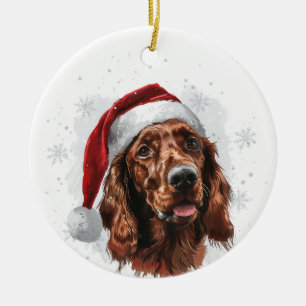 Adorno De Cerámica Perro Setter Irlandés Navidad Personalizado