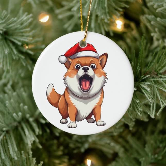 Adorno De Cerámica Perro Shiba Inu Divertido Personalizado (Árbol)