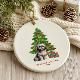 Adorno De Cerámica Perro Shih Tzu Navidad Personalizada