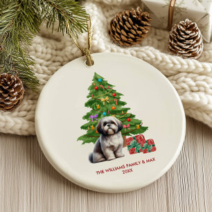 Adorno De Cerámica Perro Shih Tzu Navidad Personalizada