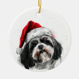 Adorno De Cerámica Perro Shih Tzu Navidad Personalizada