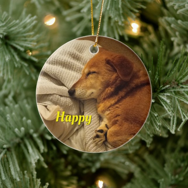 Adorno De Cerámica Perro sonriente (Árbol)