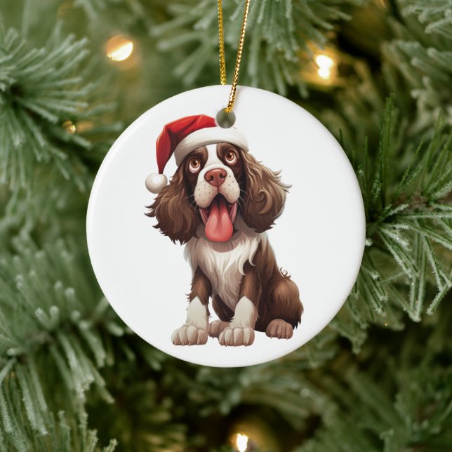 Adorno De Cerámica Perro Springer Spaniel Inglés Divertido Personaliz (Árbol)