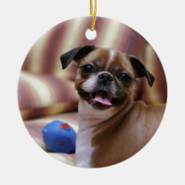 Adorno De Cerámica Perro súper lindo con su pelota favorita