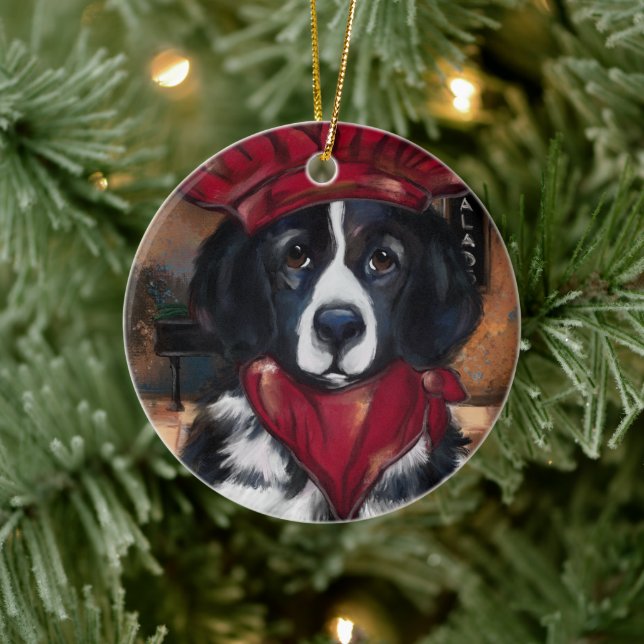 Adorno De Cerámica Perro Terranova       (Árbol)