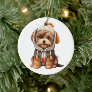 Adorno De Cerámica Perro Terrier de Biewer Personalizado