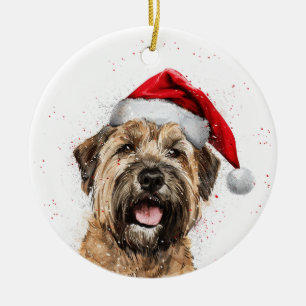 Adorno De Cerámica Perro Terrier Wheaten Feliz Navidad Personalizado