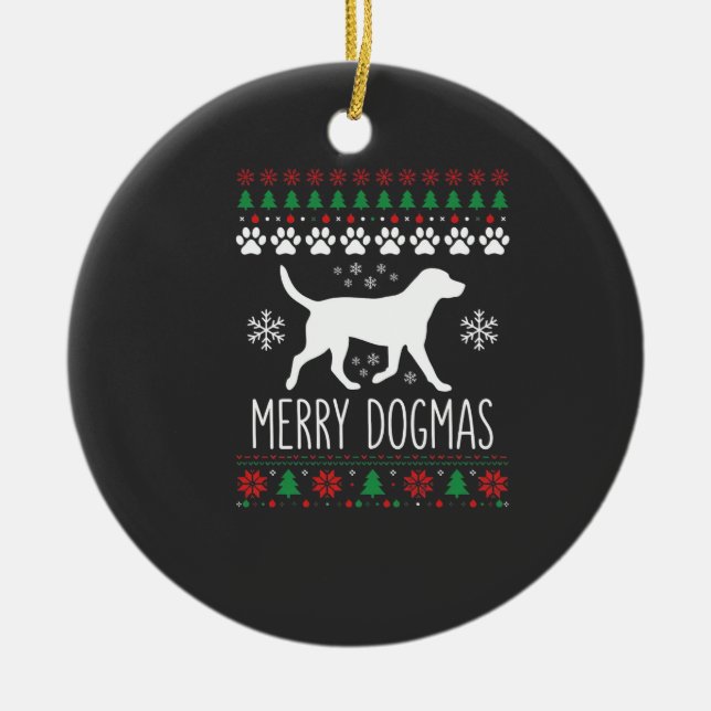 Adorno De Cerámica Perro Vector de Navidad de Dogmas Alegres (Frente)