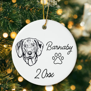 Adorno De Cerámica Perro Vizsla de Pelo Duro Línea de Arte Personaliz
