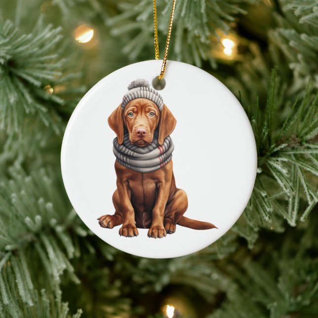 Adorno De Cerámica Perro Vizsla Personalizado (Árbol)