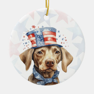 Adorno De Cerámica Perro Weimaraner, 4 de julio Personalizado