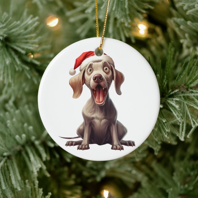 Adorno De Cerámica Perro Weimaraner de diversión personalizado (Árbol)