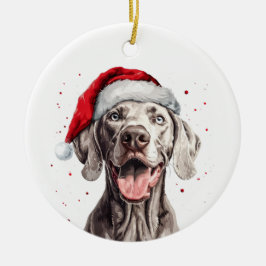 Adorno De Cerámica Perro Weimaraner Feliz Navidad Personalizada