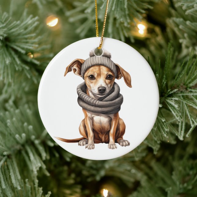 Adorno De Cerámica Perro Whippet Personalizado (Árbol)