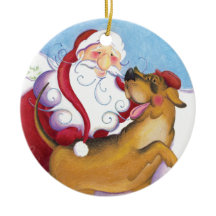 Perro y Santa/ornamento
