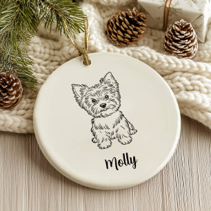 Adorno De Cerámica Perro Yorkie Personalizado Navidad