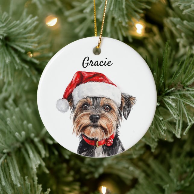 Adorno De Cerámica Perro Yorkshire Terrier personalizado (Árbol)