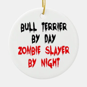 Adorno De Cerámica Perro Zombie Slayer Bull Terrier