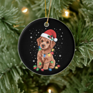 Adorno De Cerámica Perros Caniche Árbol Navidad Xmas Mascota Animal P