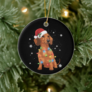 Adorno De Cerámica Perros Dachshund Árbol Navidad Xmas Mascota Perro