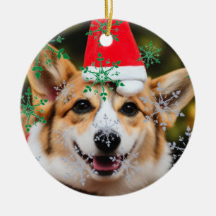 Adorno De Cerámica Perros de Corgi sonriendo navidades diversión