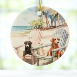 Adorno De Cerámica Perros en Adirondack presiden escena de Pastel Bea