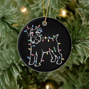 Adorno De Cerámica Perros Schnauzer Árbol Navidad Xmas Mascota Animal