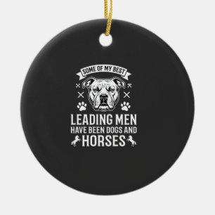 Adorno De Cerámica Perros y caballos liderando hombres