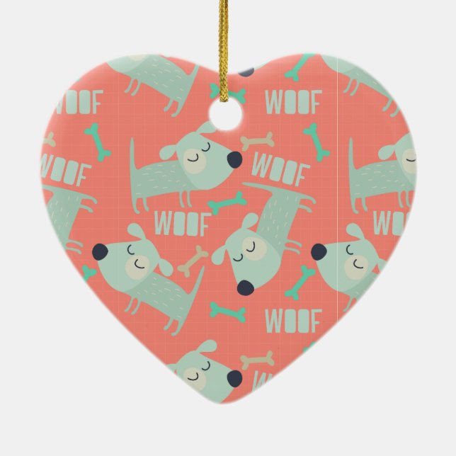 Adorno De Cerámica Perros y huesos de madera (Atrás)