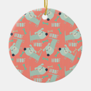 Adorno De Cerámica Perros y huesos del tejido