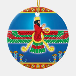Adorno De Cerámica Persa Faravahar del Zoroastrian