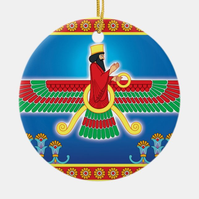 Adorno De Cerámica Persa Faravahar del Zoroastrian (Frente)