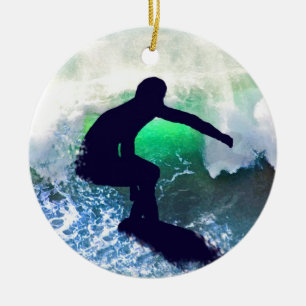 Adorno De Cerámica Persona que practica surf en onda grande