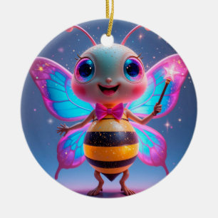 Adorno De Cerámica Personaje de abeja mágica brillante con alas brill