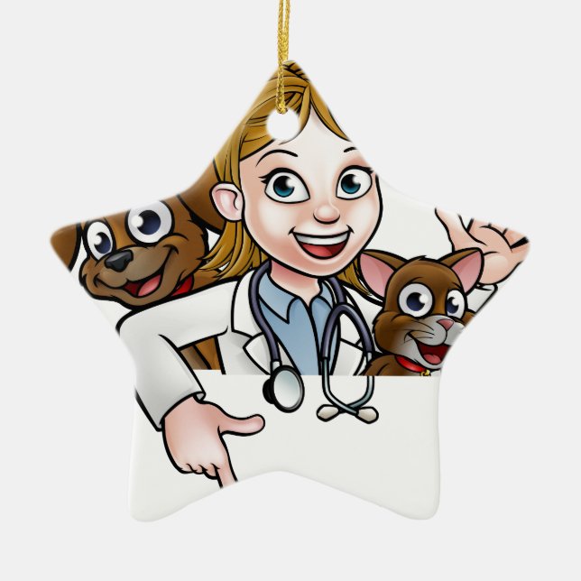 Adorno De Cerámica Personaje de dibujos animados del veterinario de (Frente)